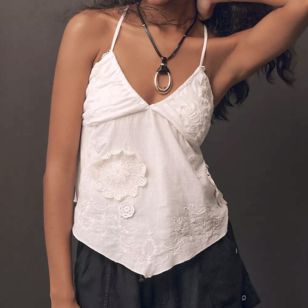 By Anthropologie Sheer Embroidered Cami